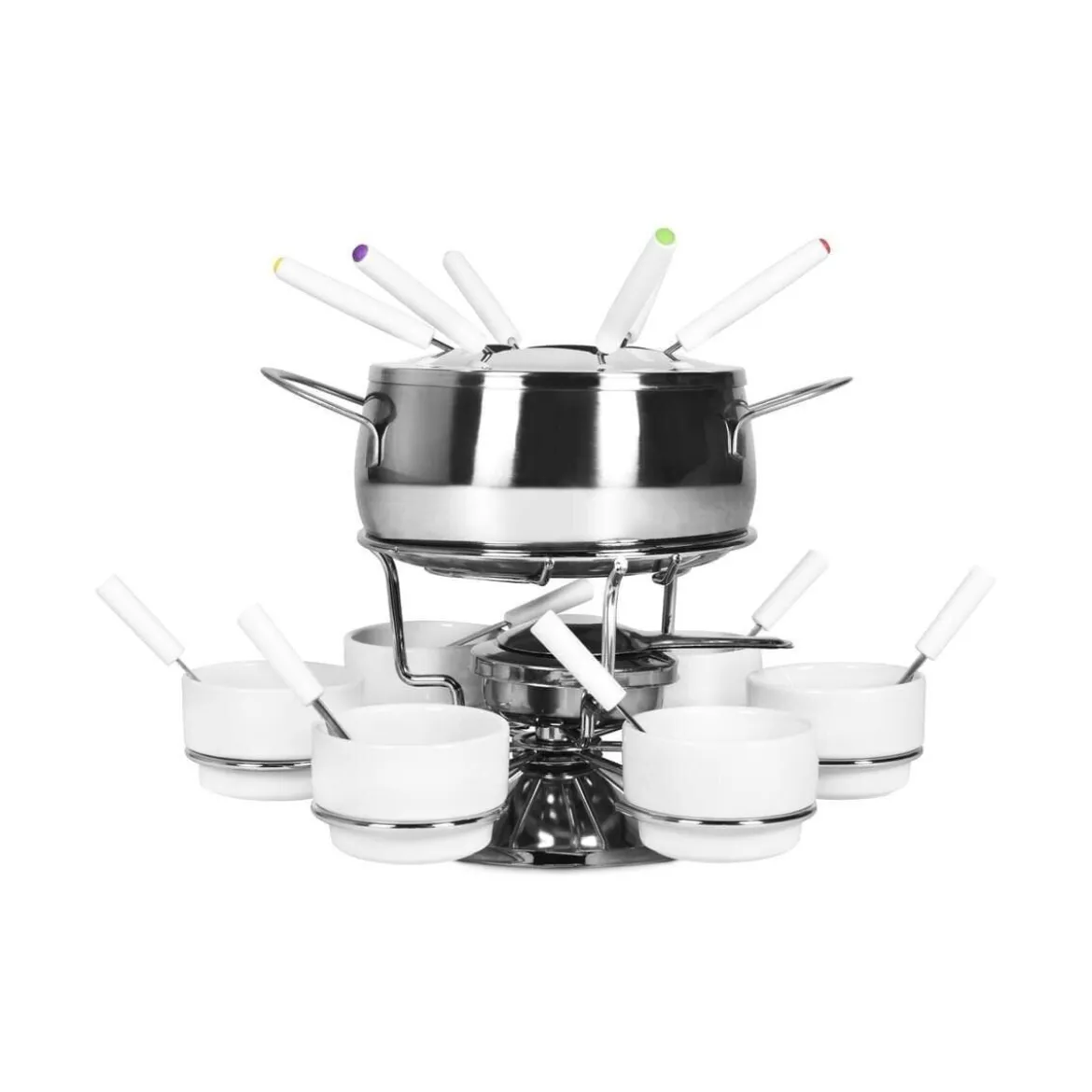 Ribelli Fondue SET 28 PCS Fondueset, Edelstahl, 16 cm Durchmesser - B-Ware