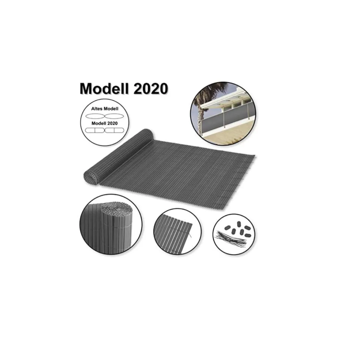 Ribelli PVC Sichtschutzmatte Sichtschutzzaun, 120 x 400 cm, anthrazit - B-Ware neuwertig