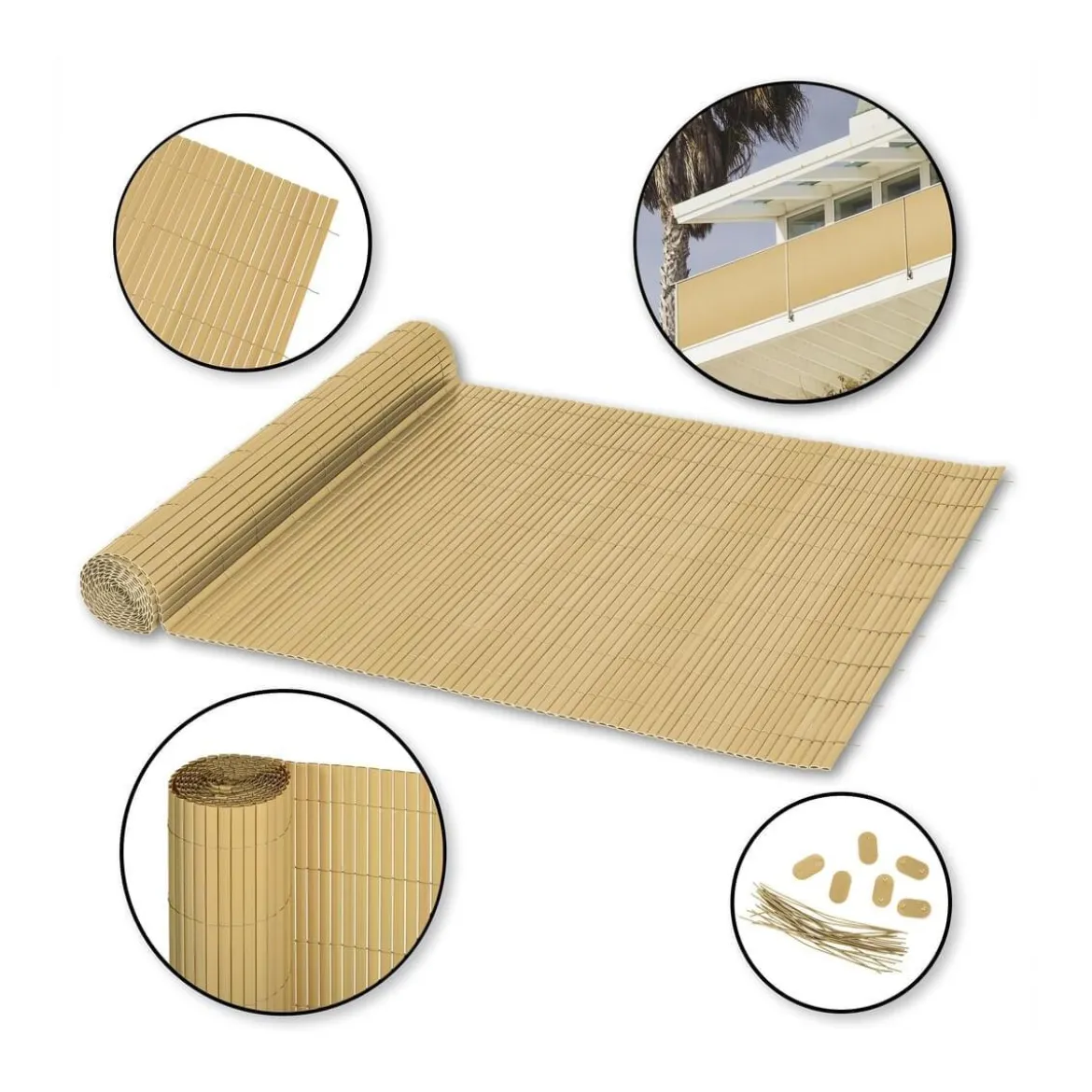 Ribelli Sichtschutzmatte, aus PVC, 120 x 300 cm, bambus - B-Ware sehr gut