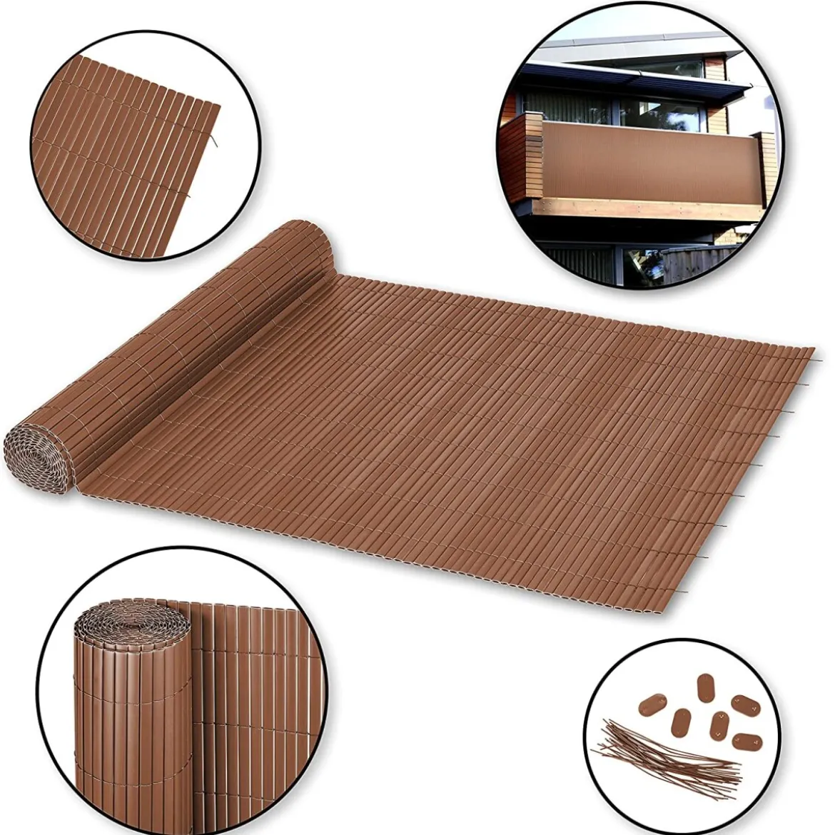 Ribelli Sichtschutzmatte, aus PVC, 80 x 300 cm, braun - B-Ware neuwertig