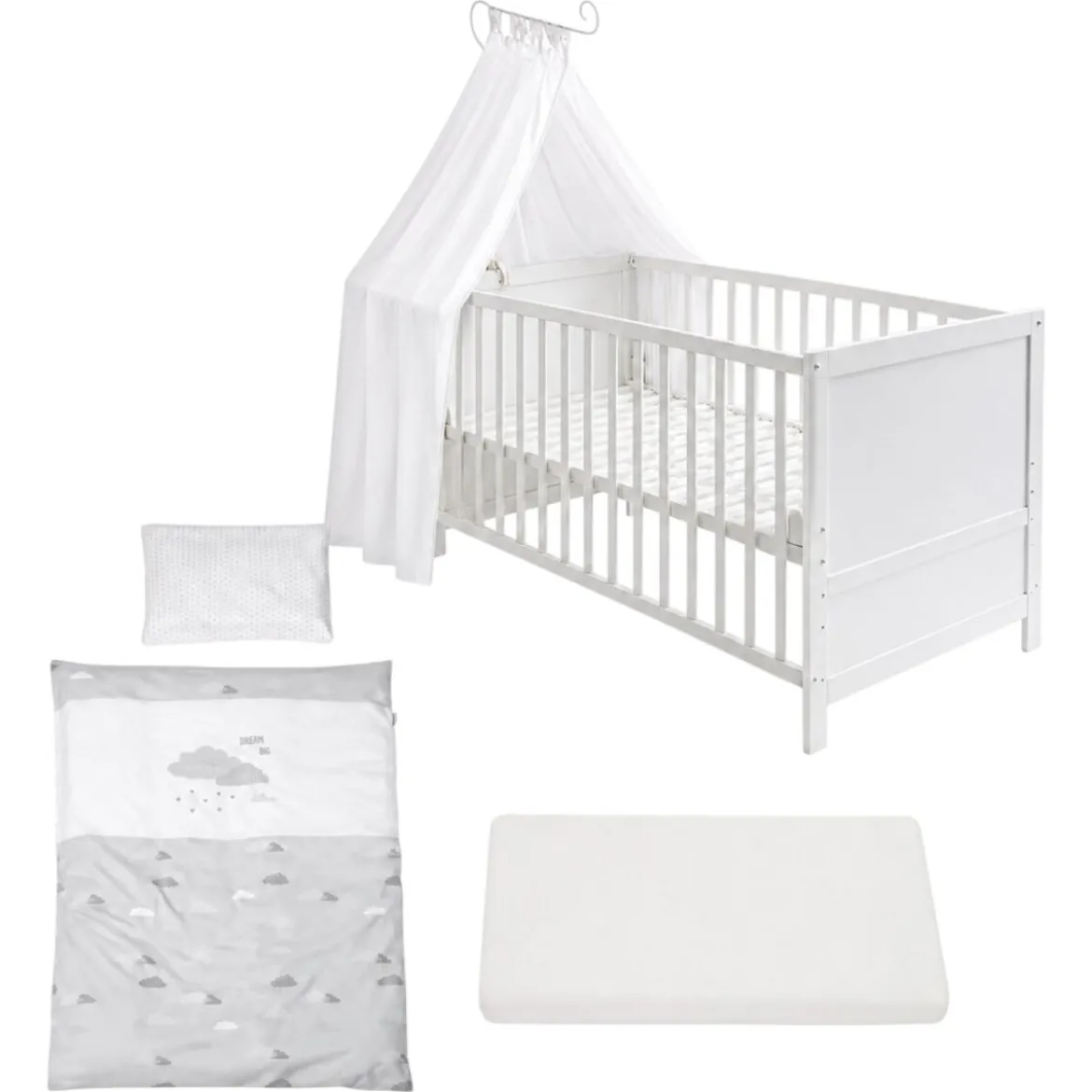 roba Kinderbettset Dream Big, 70 x 140 cm, weiß - B-Ware neuwertig