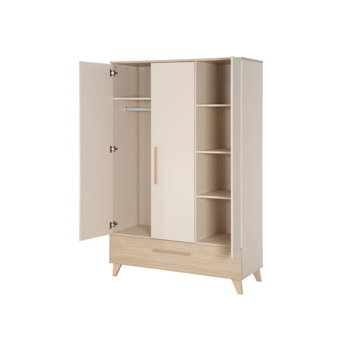 roba Kinderkleiderschrank 'Sidney' 3-türig, Cashmere / Dekor Eiche - B-Ware neuwertig
