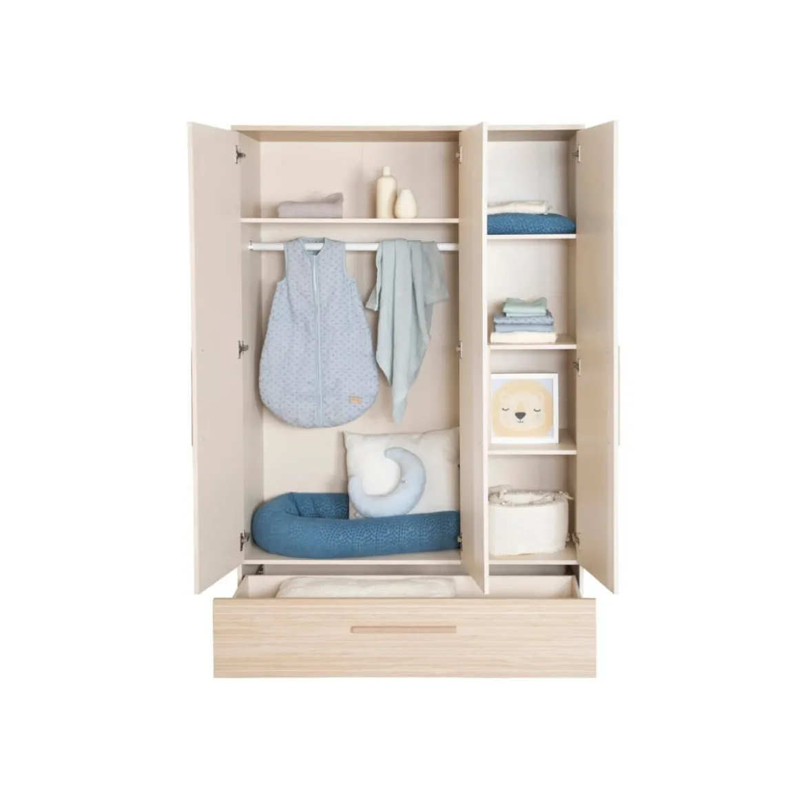 roba Kinderkleiderschrank 'Sidney' 3-türig, Cashmere / Dekor Eiche - B-Ware neuwertig