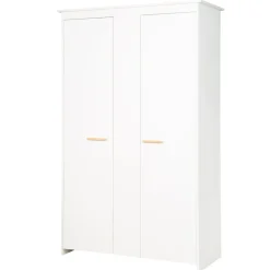 roba Kleiderschrank 'Anton' 2-türig, weiß mit modernen Holzgriffen - B-Ware neuwertig
