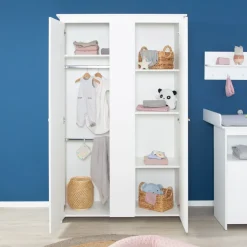roba Kleiderschrank 'Anton' 2-türig, weiß mit modernen Holzgriffen - B-Ware Transportschaden Kosmetisch