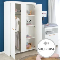 roba Kleiderschrank 'Anton' 2-türig, weiß mit modernen Holzgriffen - B-Ware Transportschaden Kosmetisch