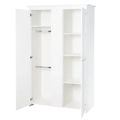 roba Kleiderschrank 'Anton' 2-türig, weiß mit modernen Holzgriffen - B-Ware Transportschaden Kosmetisch