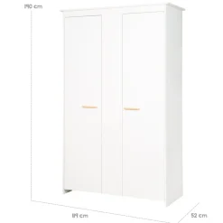 roba Kleiderschrank 'Anton' 2-türig, weiß mit modernen Holzgriffen - B-Ware sehr gut
