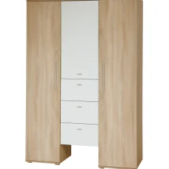roba Kleiderschrank 'Daniel', 3 Türen, 3 Schubladen, Eiche Sägerau/weiß - B-Ware neuwertig