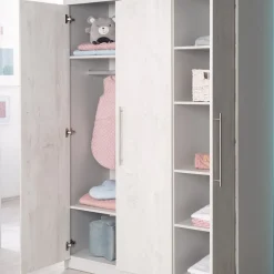 roba Kleiderschrank 'Maren 2', 3-türig, Lichtgrau/weiß - B-Ware neuwertig