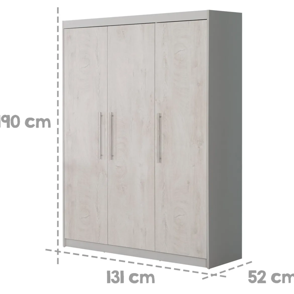 roba Kleiderschrank 'Maren 2', 3-türig, Lichtgrau/weiß - B-Ware sehr gut