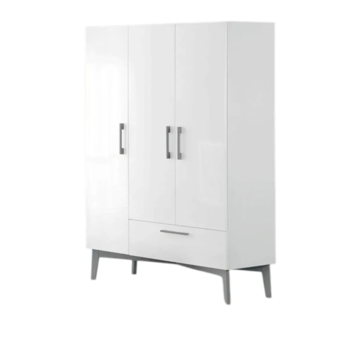 roba Kleiderschrank 'Mika', 3-türig, weiß/grau - B-Ware neuwertig