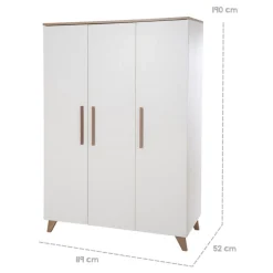 roba Kleiderschrank 'Ole', 3-türig, mit Holzgriffe & -füßen, Weiß / Eichen-Dekor - B-Ware sehr gut