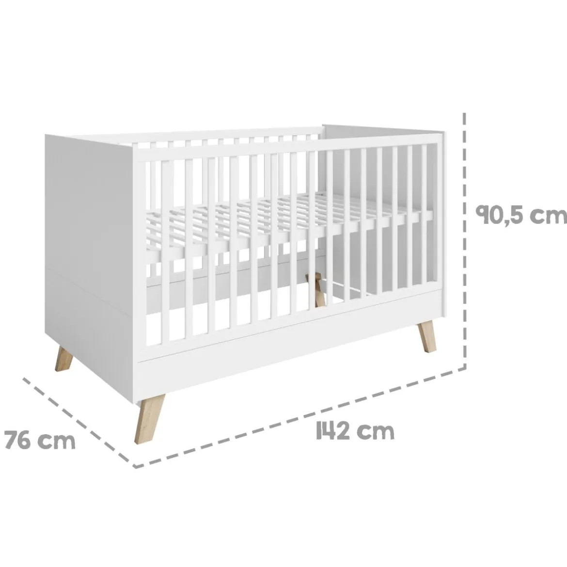 roba Kombi-Kinderbett 'Smile', 70 x 140 cm, Füße aus Eiche massiv / weiß - B-Ware sehr gut