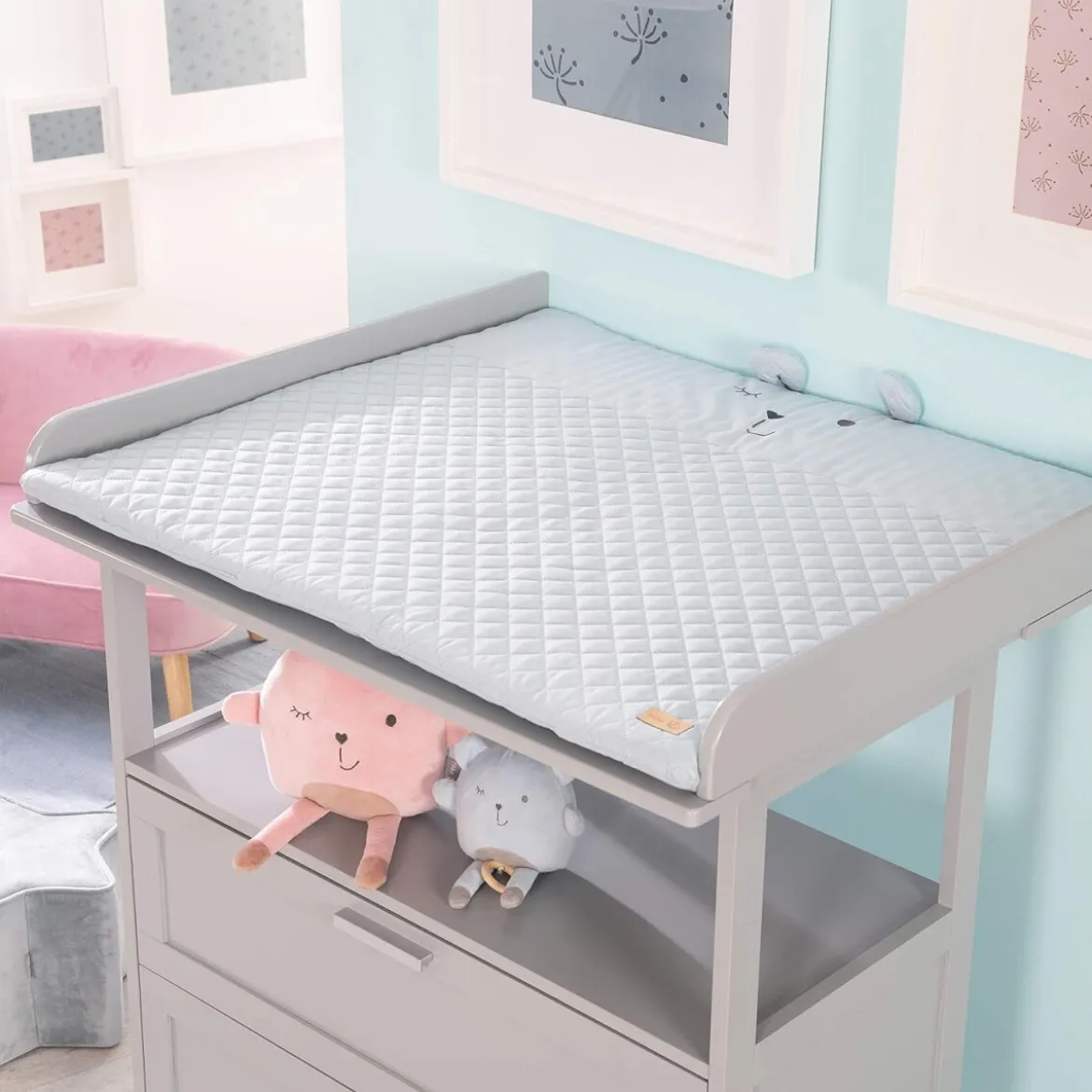 roba Krabbeldecke 'roba Style', 85 x 75 cm, Spielbogen mit 5 Elementen 'Benny', hellblau - B-Ware neuwertig