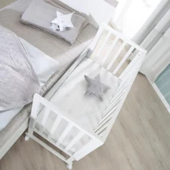 roba Stuben- & Beistellbett 3in1 mit Barriere + Matratze, Holz weiß - B-Ware sehr gut