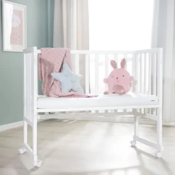 roba Stuben- & Beistellbett 3in1 mit Barriere + Matratze, Holz weiß - B-Ware sehr gut