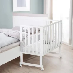 roba Stuben- & Beistellbett 3in1 mit Barriere + Matratze, Holz weiß - B-Ware sehr gut