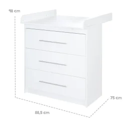 roba Wickelkommode 'Maren' mit abnehmbarem Aufsatz, schmal, 3 Schubladen, Wickelhöhe 90,5 cm - B-Ware