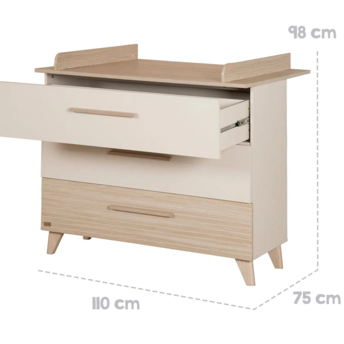 roba Wickelkommode 'Sidney' inkl. abnehmbarem Wickelaufsatz - Cashmere / Eichen Dekor - B-Ware neuwertig