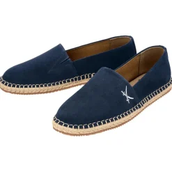 SANSIBAR Damen-Leder-Espadrilles, 41, navy - B-Ware sehr gut