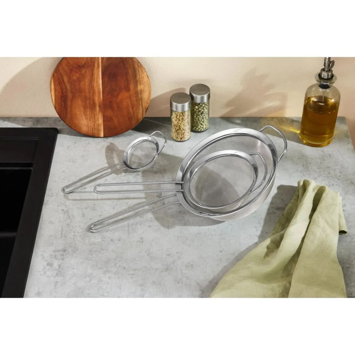 SILVERCREST® Edelstahl-Sieb-Set, 3 Stück - B-Ware neuwertig