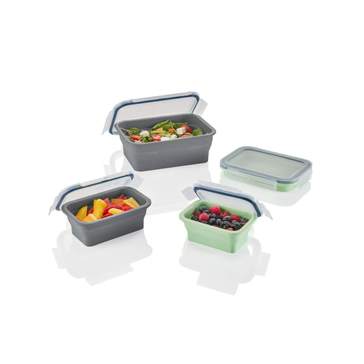 SILVERCREST® Faltbare Frischhaltedosen / Lunchbox, aus hitzebeständigem Silikon - B-Ware