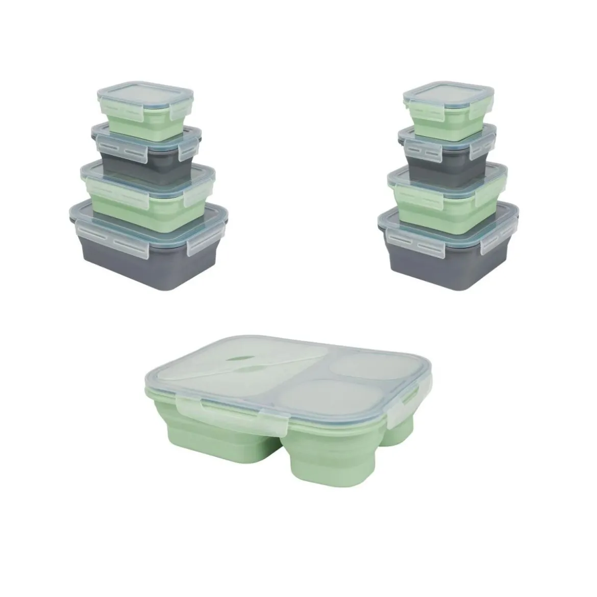 SILVERCREST® Faltbare Frischhaltedosen / Lunchbox, aus hitzebeständigem Silikon - B-Ware