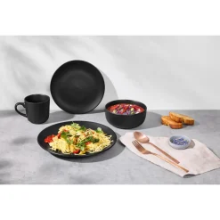 SILVERCREST® Geschirrset, 24-teilig, schwarz - B-Ware sehr gut