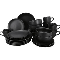 SILVERCREST® Geschirrset, 24-teilig, schwarz - B-Ware sehr gut