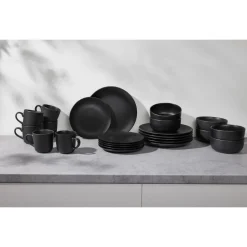SILVERCREST® Geschirrset, 24-teilig, schwarz - B-Ware sehr gut