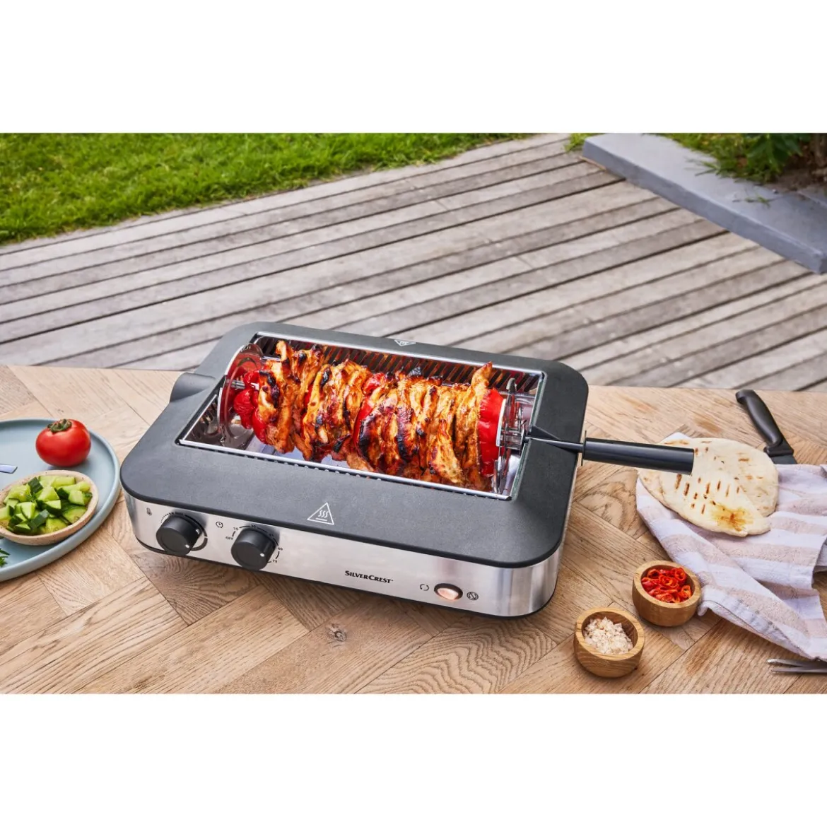 SILVERCREST® KITCHEN TOOLS Multifunktionsgrill SMEG 1600 A1, mit Kebabfunktion - B-Ware neuwertig