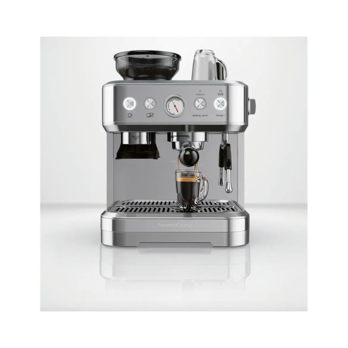 SILVERCREST® KITCHEN TOOLS Profi-Siebträgermaschine SSMP 1770 A2, mit integriertem Mahlwerk - B-Ware gut