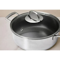 SILVERCREST® Premium-Edelstahltopf, mit Wabenstruktur, Ø 24 cm - B-Ware neuwertig