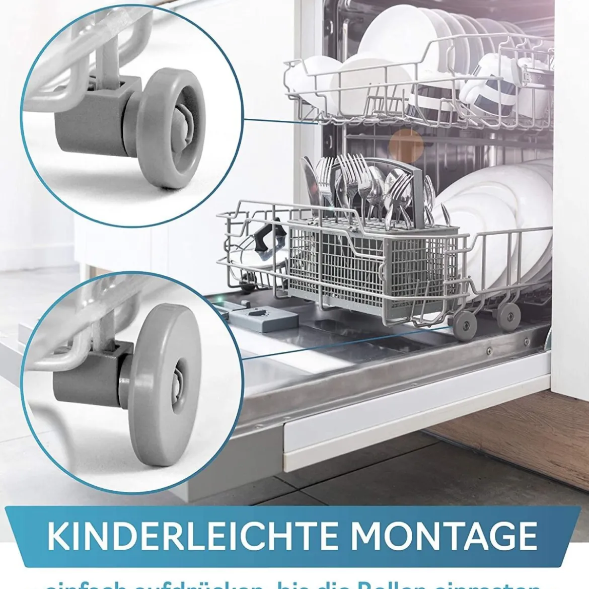 Spülmaschinen Rollen Set (2x8 stück) für Unterkorb und Oberkorb von Plemont. - B-Ware sehr gut