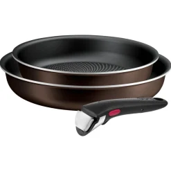 Tefal Ingenio Light Cook 3-teiliges Pfannenset, abnehmbarer Griff, 22/26 cm, leichte Pfannen, stapelbar, braun»L7259032« - B-Ware