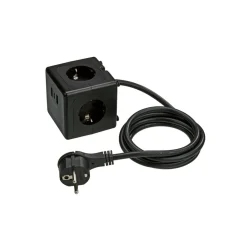 TRONIC® Steckdosenwürfel mit USB-Anschlüssen, schwarz - B-Ware neuwertig
