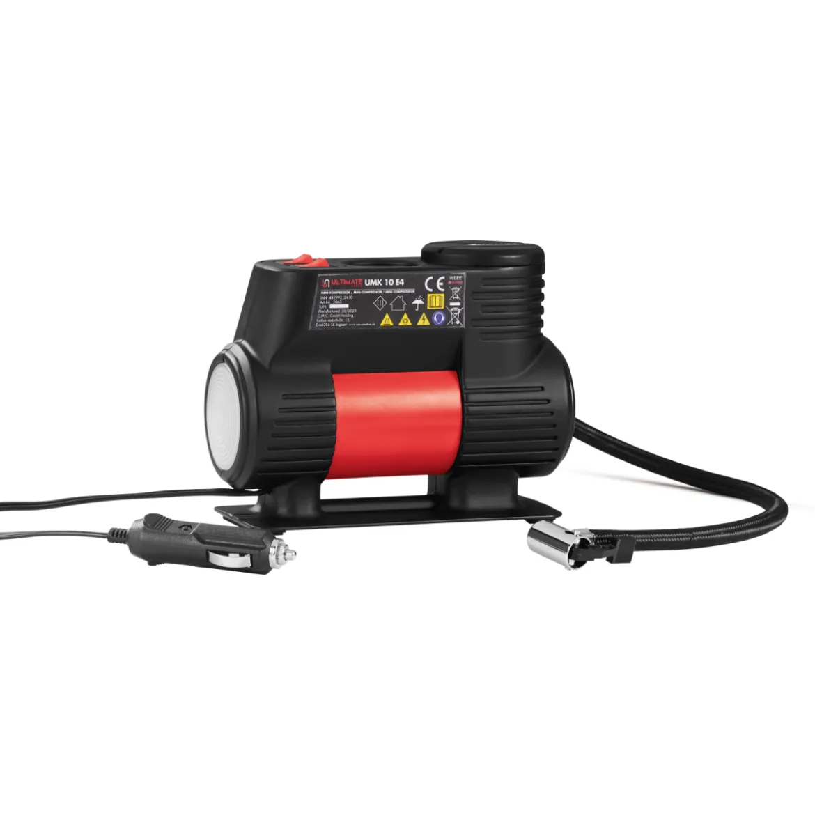ULTIMATE SPEED® Mini-Kompressor UMK 10 E4, mit integriertem Manometer - B-Ware