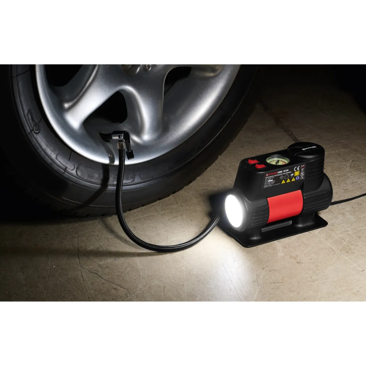 ULTIMATE SPEED® Mini-Kompressor UMK 10 E4, mit integriertem Manometer - B-Ware