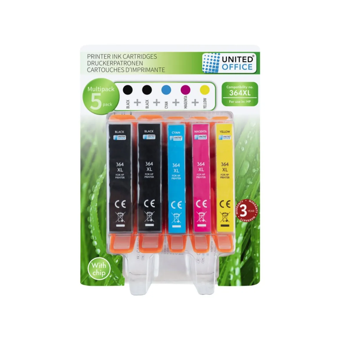 UNITED OFFICE® Druckerpatronen, Multipack, HP (Multipack 364 XL (5-Pack)) - B-Ware neuwertig