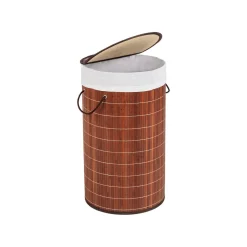 Wenko Wäschetruhe »Bamboo«, 55 l Fassungsvermögen, mit Baumwoll-Wäschesack, aus Bambus (dunkelbraun) - B-Ware neuwertig